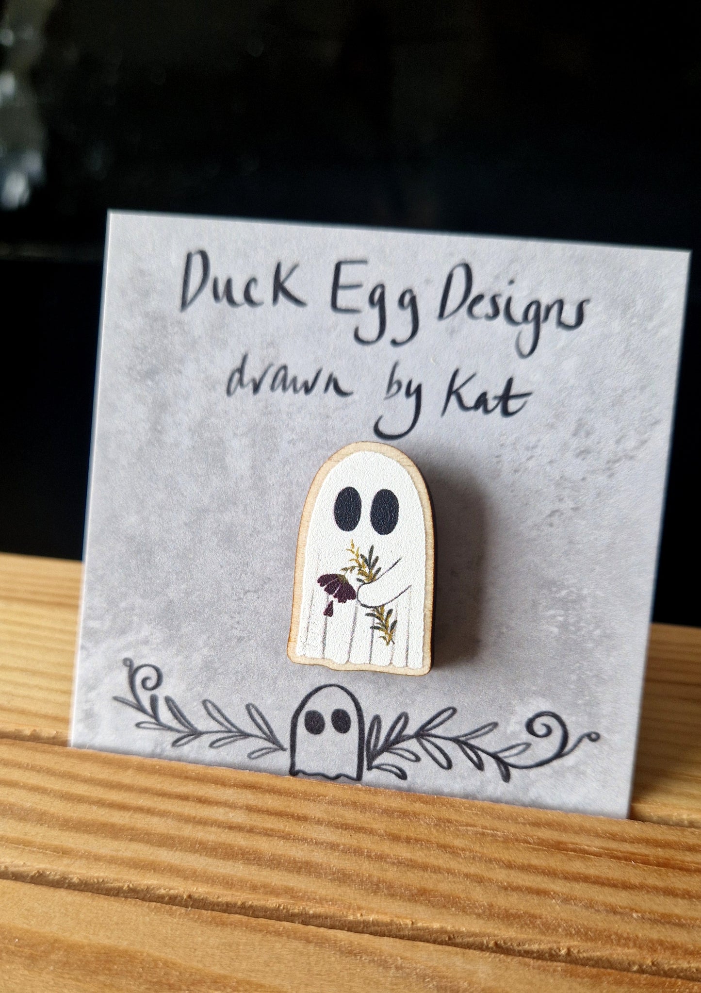 Ghost With Flowers Mini Pin