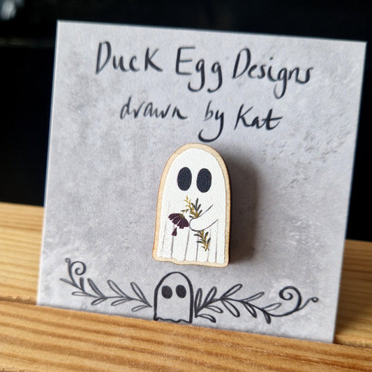 Ghost With Flowers Mini Pin