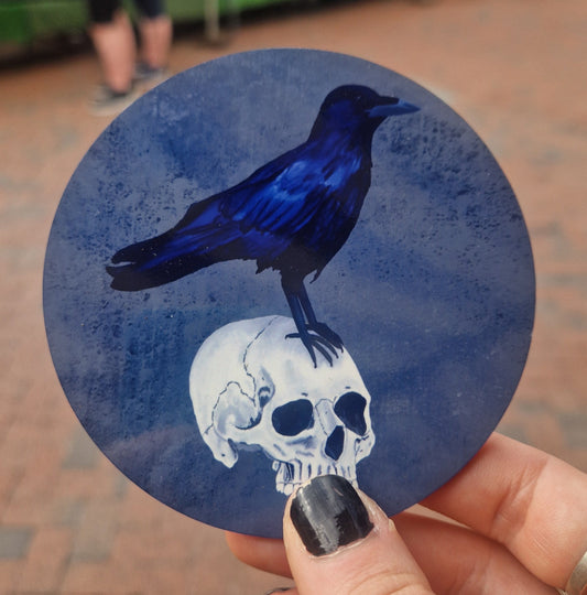 Crow and Human Skull Coaster