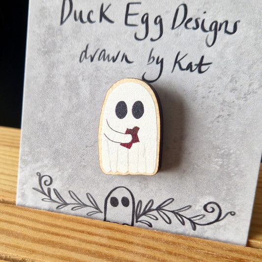 Ghost Eating Chocolate Mini Pin