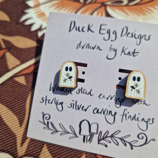 Flower Ghost Stud Earrings