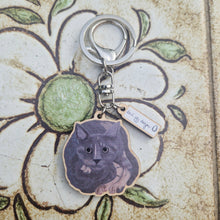 Load image into Gallery viewer, Luna Grey Cat Keyring
